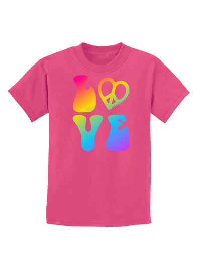 Peace and Love - Peace Heart Love Childrens Dark T-Shirt-Childrens T-Shirt-TooLoud-Sangria-X-Small-Davson Sales