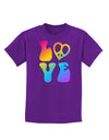 Peace and Love - Peace Heart Love Childrens Dark T-Shirt-Childrens T-Shirt-TooLoud-Purple-X-Small-Davson Sales