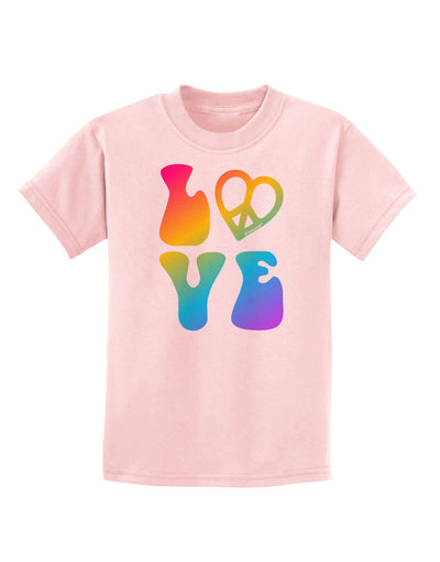 Peace and Love - Peace Heart Love Childrens T-Shirt-Childrens T-Shirt-TooLoud-PalePink-X-Small-Davson Sales