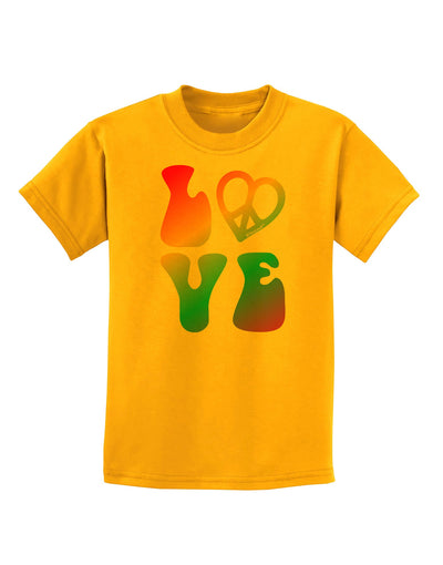 Peace and Love - Peace Heart Love Childrens T-Shirt-Childrens T-Shirt-TooLoud-Gold-X-Small-Davson Sales