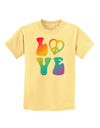 Peace and Love - Peace Heart Love Childrens T-Shirt-Childrens T-Shirt-TooLoud-Daffodil-Yellow-X-Small-Davson Sales