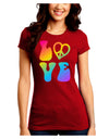 Peace and Love - Peace Heart Love Juniors Crew Dark T-Shirt-T-Shirts Juniors Tops-TooLoud-Red-Juniors Fitted Small-Davson Sales