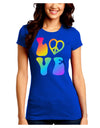 Peace and Love - Peace Heart Love Juniors Crew Dark T-Shirt-T-Shirts Juniors Tops-TooLoud-Royal-Blue-Juniors Fitted Small-Davson Sales