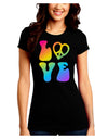 Peace and Love - Peace Heart Love Juniors Crew Dark T-Shirt-T-Shirts Juniors Tops-TooLoud-Black-Juniors Fitted Small-Davson Sales