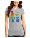 Peace and Love - Peace Heart Love Juniors T-Shirt-Womens Juniors T-Shirt-TooLoud-Ash-Gray-Juniors Fitted X-Small-Davson Sales