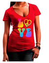 Peace and Love - Peace Heart Love Juniors V-Neck Dark T-Shirt-Womens V-Neck T-Shirts-TooLoud-Red-Juniors Fitted Small-Davson Sales