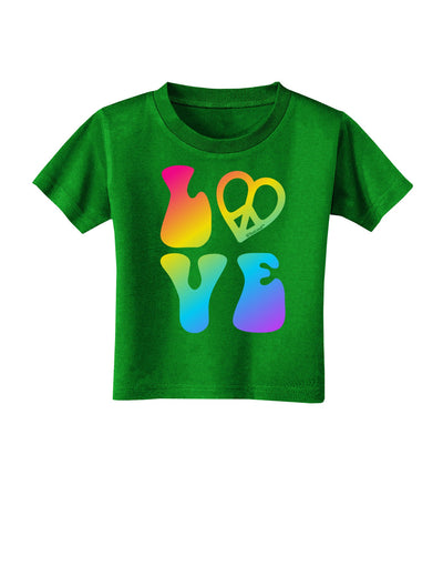 Peace and Love - Peace Heart Love Toddler T-Shirt Dark-Toddler T-Shirt-TooLoud-Clover-Green-2T-Davson Sales