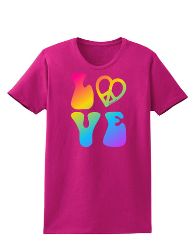 Peace and Love - Peace Heart Love Womens Dark T-Shirt-TooLoud-Hot-Pink-Small-Davson Sales