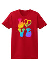 Peace and Love - Peace Heart Love Womens Dark T-Shirt-TooLoud-Red-X-Small-Davson Sales