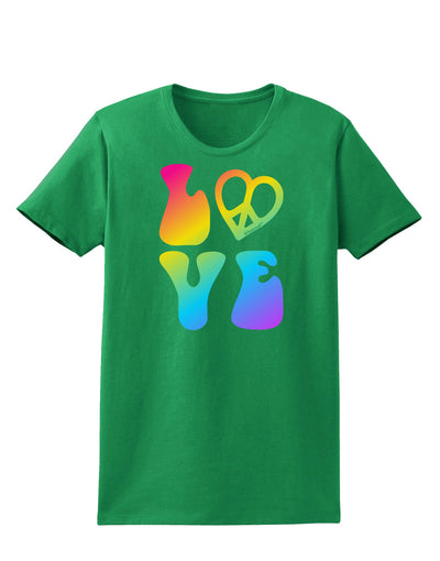 Peace and Love - Peace Heart Love Womens Dark T-Shirt-TooLoud-Kelly-Green-X-Small-Davson Sales