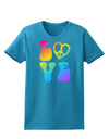 Peace and Love - Peace Heart Love Womens Dark T-Shirt-TooLoud-Turquoise-X-Small-Davson Sales