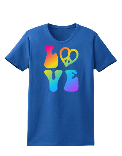 Peace and Love - Peace Heart Love Womens Dark T-Shirt-TooLoud-Royal-Blue-X-Small-Davson Sales