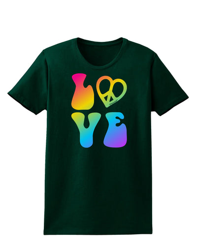 Peace and Love - Peace Heart Love Womens Dark T-Shirt-TooLoud-Forest-Green-Small-Davson Sales