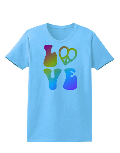 Peace and Love - Peace Heart Love Womens T-Shirt-Womens T-Shirt-TooLoud-Aquatic-Blue-X-Small-Davson Sales