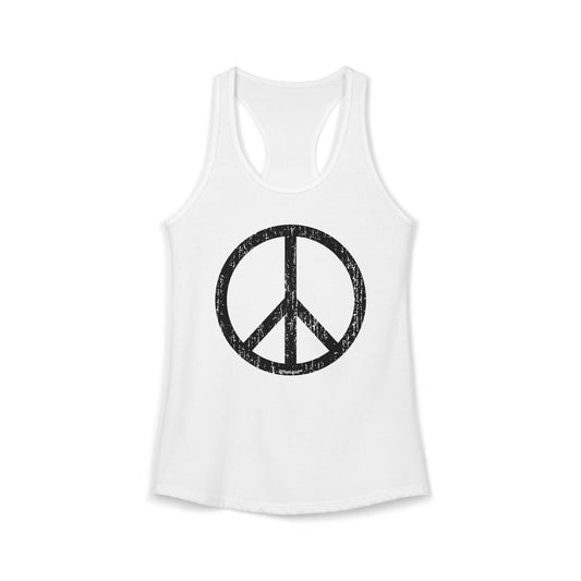 Peace Sign Symbol - Distressed Womens Racerback Tank Top