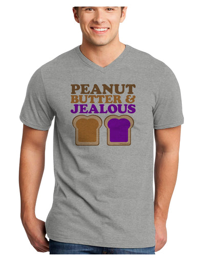 Peanut Butter and Jealous Adult V-Neck T-shirt by TooLoud-Mens V-Neck T-Shirt-TooLoud-HeatherGray-Small-Davson Sales