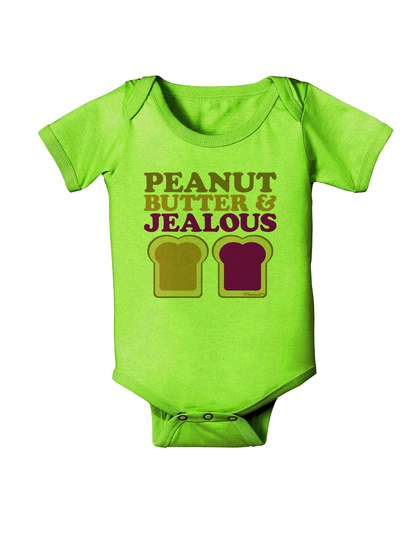 Peanut Butter and Jealous Baby Romper Bodysuit by TooLoud-Baby Romper-TooLoud-Lime-Green-06-Months-Davson Sales