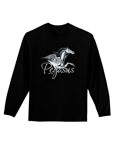 Pegasus Color Illustration Adult Long Sleeve Dark T-Shirt-TooLoud-Black-Small-Davson Sales