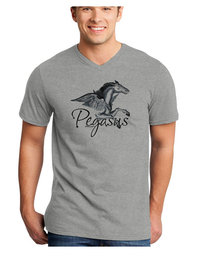 Pegasus Color Illustration Adult V-Neck T-shirt-Mens V-Neck T-Shirt-TooLoud-HeatherGray-Small-Davson Sales