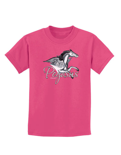 Pegasus Color Illustration Childrens Dark T-Shirt-Childrens T-Shirt-TooLoud-Sangria-X-Small-Davson Sales