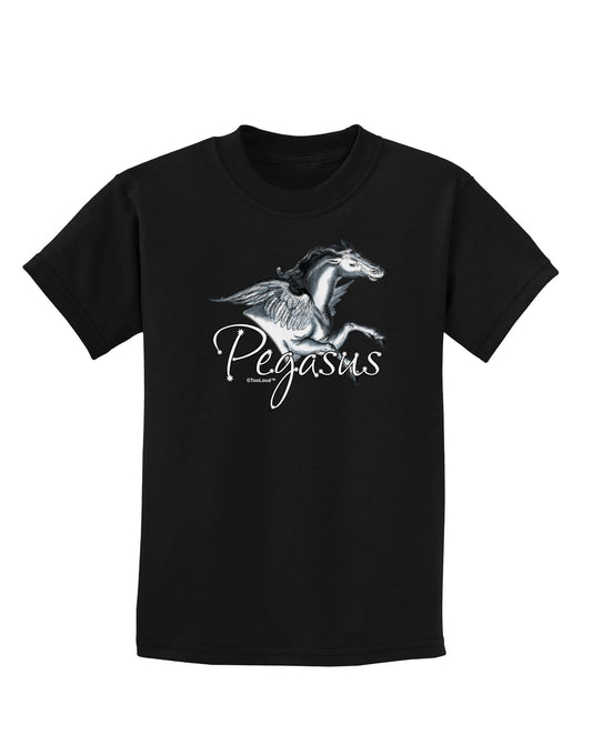 Pegasus Color Illustration Childrens Dark T-Shirt-Childrens T-Shirt-TooLoud-Black-X-Small-Davson Sales