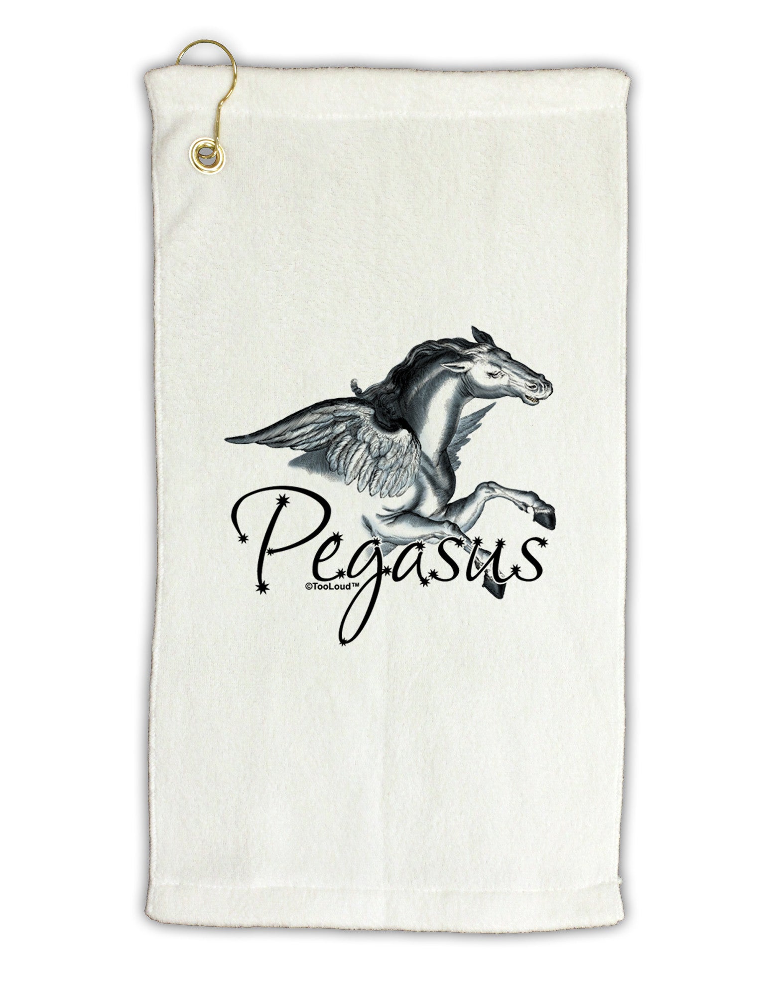 Pegasus Color Illustration Micro Terry Gromet Golf Towel 11"x19-Golf Towel-TooLoud-White-Davson Sales