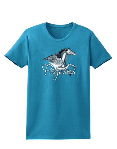 Pegasus Color Illustration Womens Dark T-Shirt-TooLoud-Turquoise-X-Small-Davson Sales