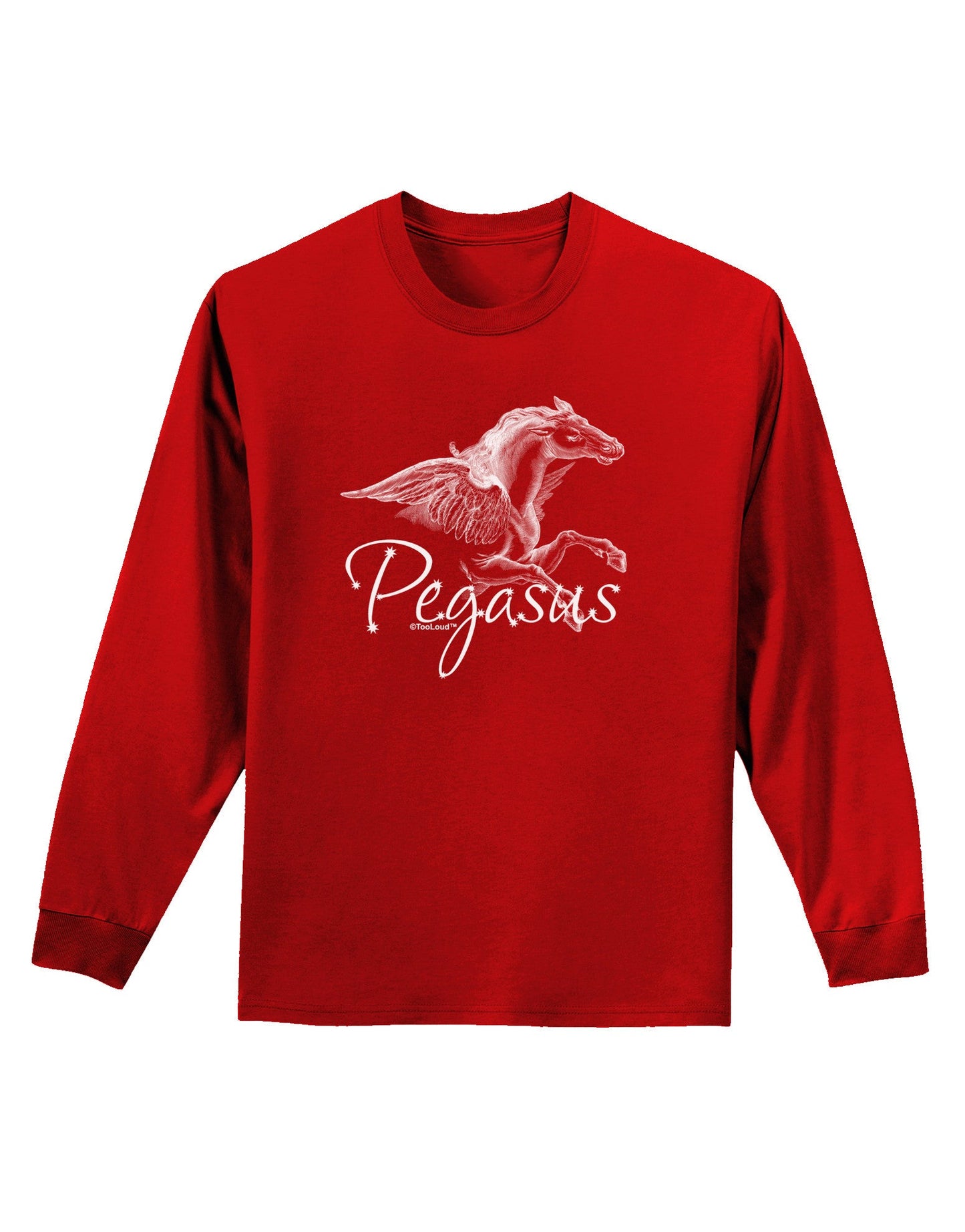 Pegasus Illustration Adult Long Sleeve Dark T-Shirt-TooLoud-Red-Small-Davson Sales