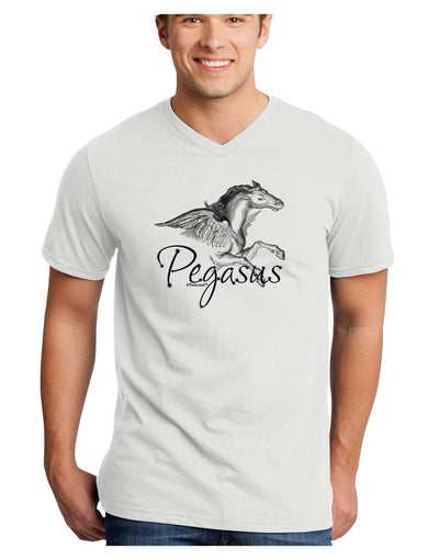 Pegasus Illustration Adult V-Neck T-shirt-Mens V-Neck T-Shirt-TooLoud-White-Small-Davson Sales