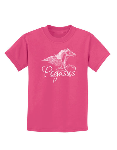 Pegasus Illustration Childrens Dark T-Shirt-Childrens T-Shirt-TooLoud-Sangria-X-Small-Davson Sales