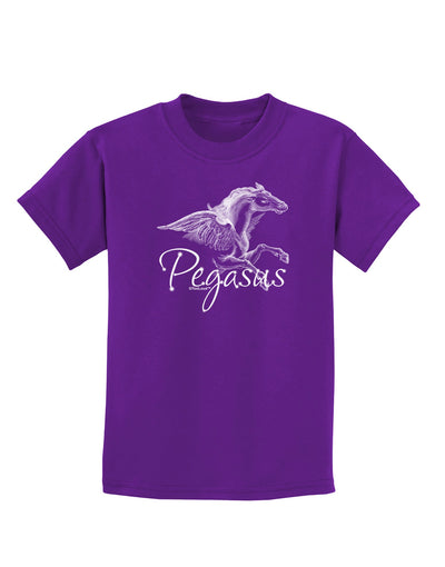 Pegasus Illustration Childrens Dark T-Shirt-Childrens T-Shirt-TooLoud-Purple-X-Small-Davson Sales