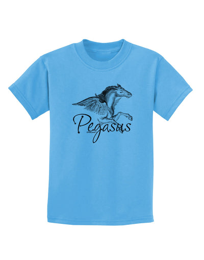 Pegasus Illustration Childrens T-Shirt-Childrens T-Shirt-TooLoud-Aquatic-Blue-X-Small-Davson Sales