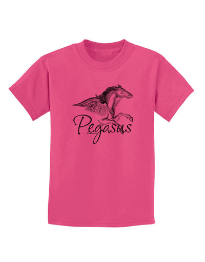 Pegasus Illustration Childrens T-Shirt-Childrens T-Shirt-TooLoud-Sangria-X-Small-Davson Sales