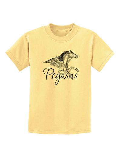 Pegasus Illustration Childrens T-Shirt-Childrens T-Shirt-TooLoud-Daffodil-Yellow-X-Small-Davson Sales