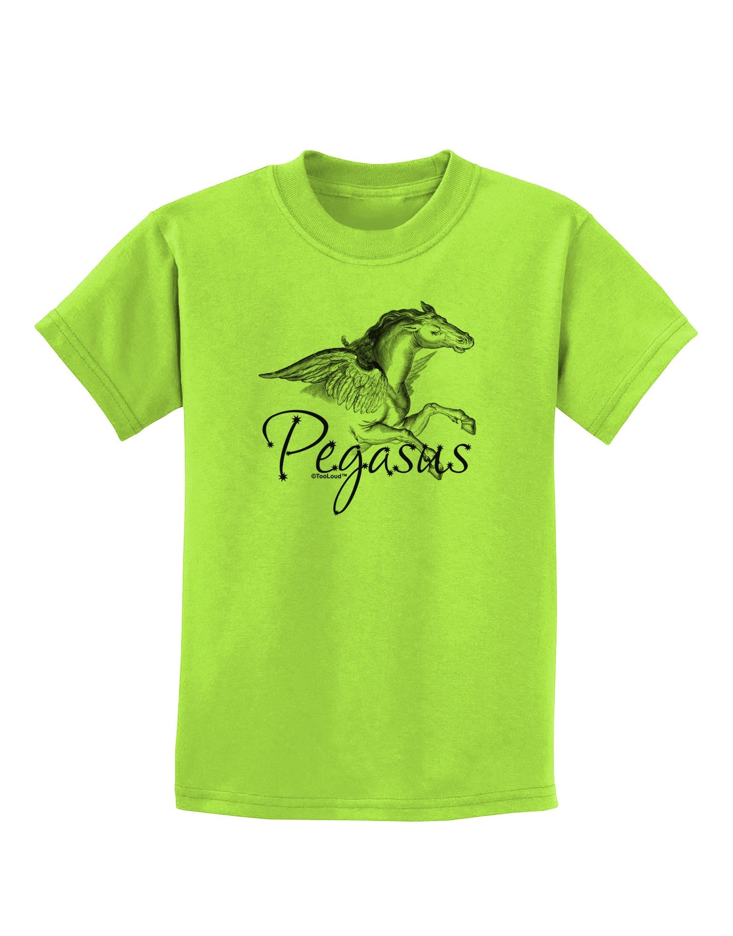 Pegasus Illustration Childrens T-Shirt-Childrens T-Shirt-TooLoud-Lime-Green-X-Small-Davson Sales