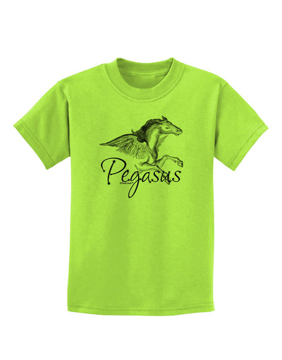 Pegasus Illustration Childrens T-Shirt-Childrens T-Shirt-TooLoud-Lime-Green-X-Small-Davson Sales