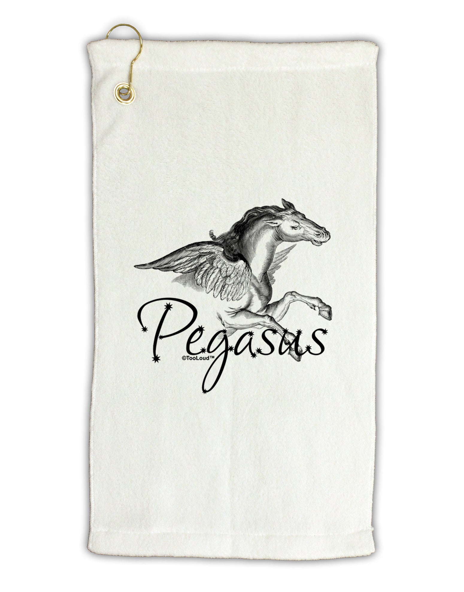 Pegasus Illustration Micro Terry Gromet Golf Towel 11"x19-Golf Towel-TooLoud-White-Davson Sales
