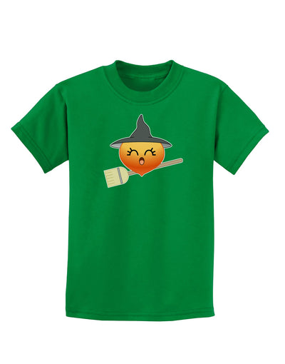 Penelope Peach Witch - Cute Fruit Childrens Dark T-Shirt-Childrens T-Shirt-TooLoud-Kelly-Green-X-Small-Davson Sales