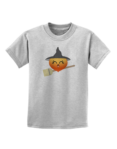 Penelope Peach Witch - Cute Fruit Childrens T-Shirt-Childrens T-Shirt-TooLoud-AshGray-X-Small-Davson Sales