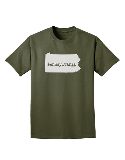 Pennsylvania - United States Shape Adult Dark T-Shirt by TooLoud-Mens T-Shirt-TooLoud-Military-Green-Small-Davson Sales