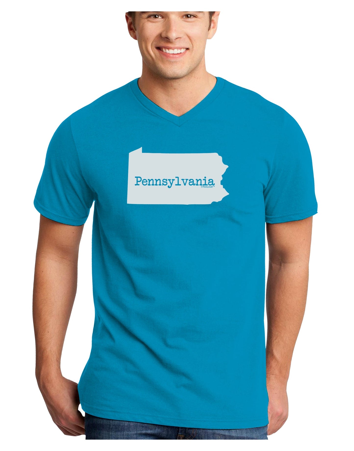 Pennsylvania - United States Shape Adult Dark V-Neck T-Shirt by TooLoud-Mens V-Neck T-Shirt-TooLoud-Turquoise-Small-Davson Sales