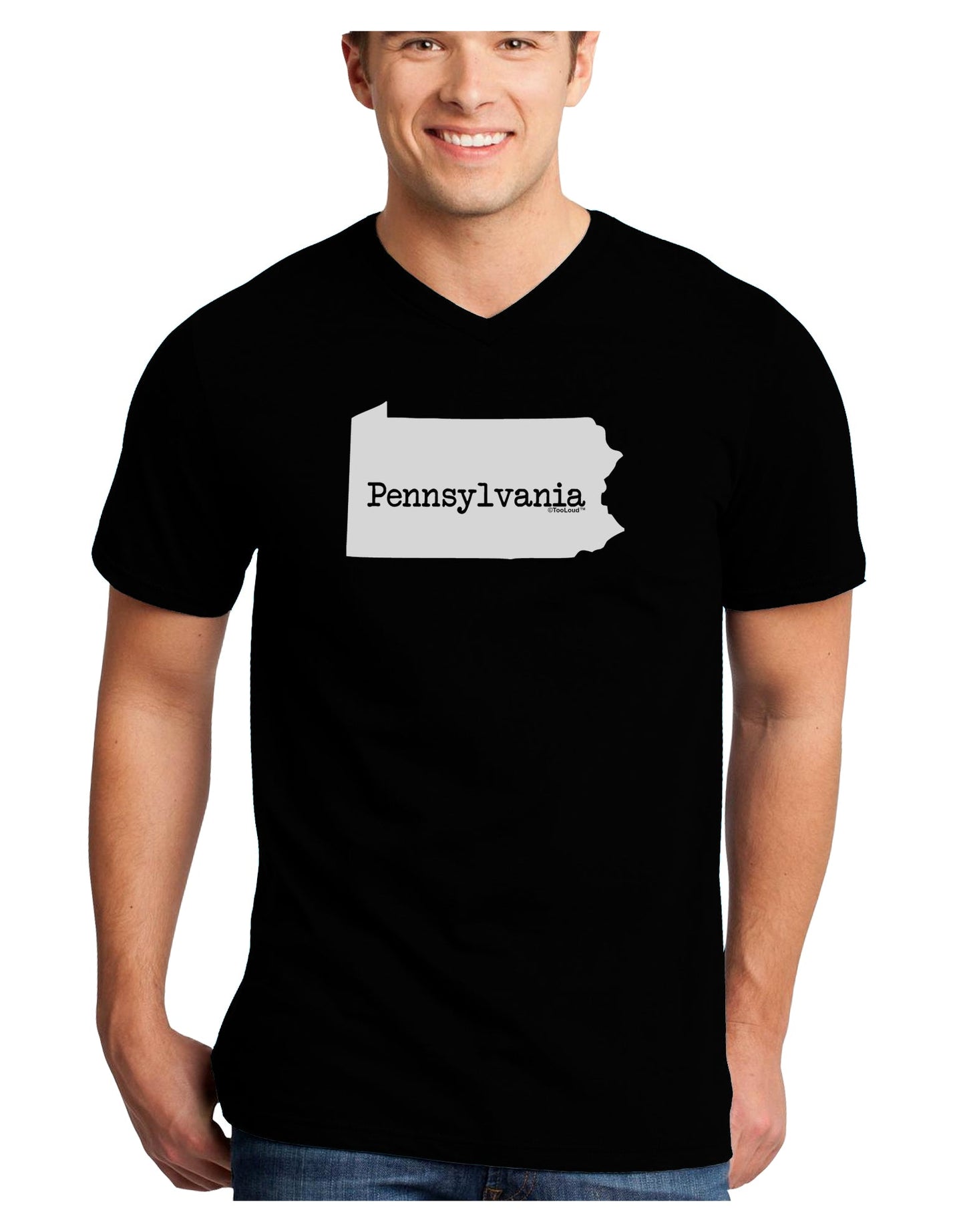 Pennsylvania - United States Shape Adult Dark V-Neck T-Shirt by TooLoud-Mens V-Neck T-Shirt-TooLoud-Black-Small-Davson Sales