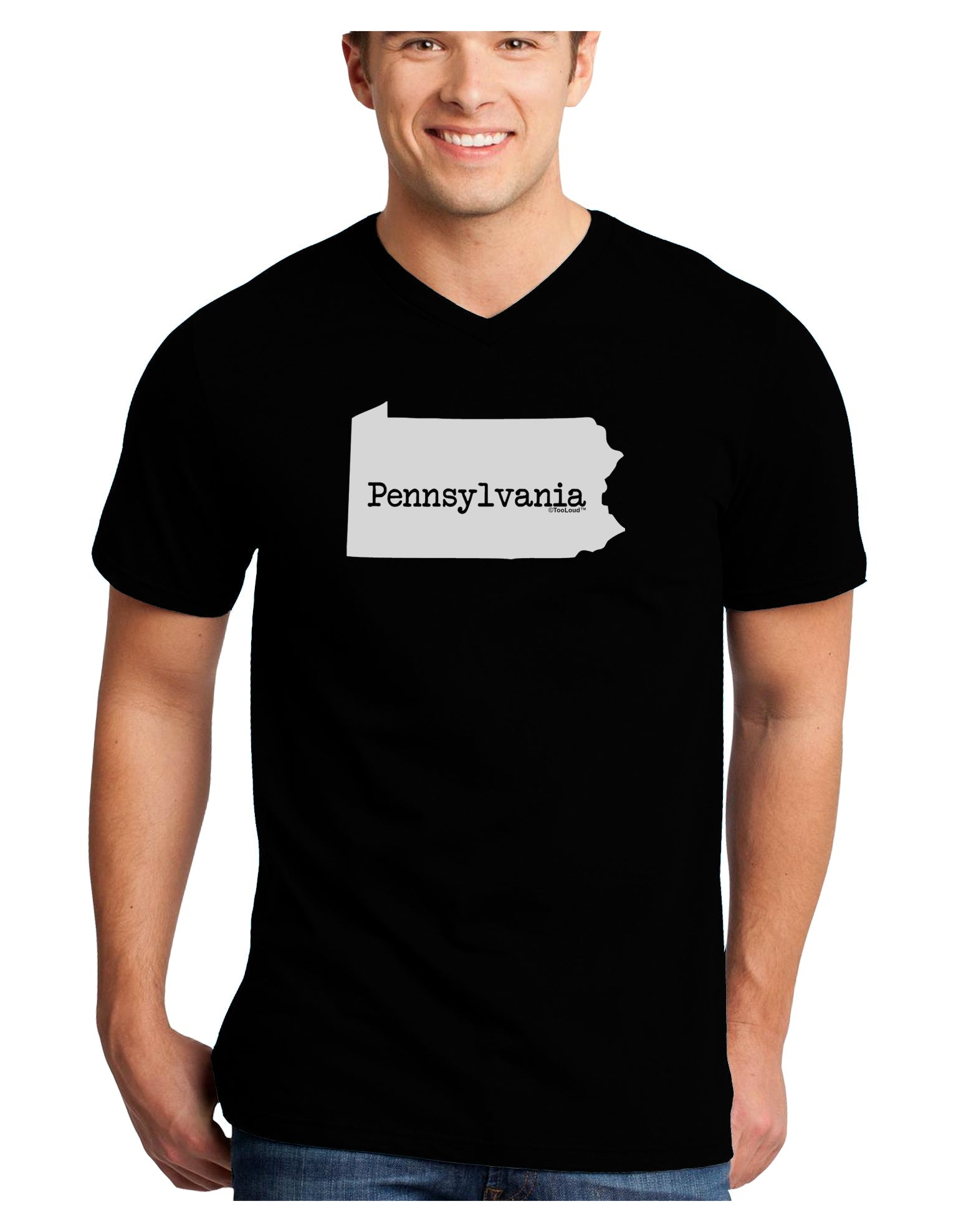 Pennsylvania - United States Shape Adult Dark V-Neck T-Shirt by TooLoud-Mens V-Neck T-Shirt-TooLoud-Black-Small-Davson Sales