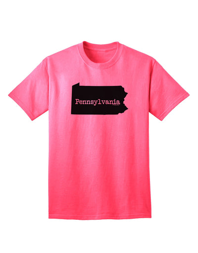 Pennsylvania - United States Shape Adult T-Shirt: A Stylish Addition to Your Wardrobe by TooLoud-Mens T-shirts-TooLoud-Neon-Pink-Small-Davson Sales