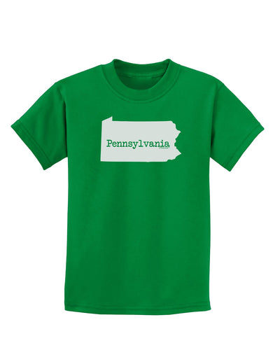 Pennsylvania - United States Shape Childrens Dark T-Shirt by TooLoud-Childrens T-Shirt-TooLoud-Kelly-Green-X-Small-Davson Sales