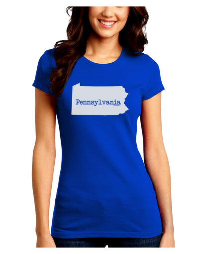 Pennsylvania - United States Shape Juniors Crew Dark T-Shirt by TooLoud-T-Shirts Juniors Tops-TooLoud-Royal-Blue-Juniors Fitted Small-Davson Sales