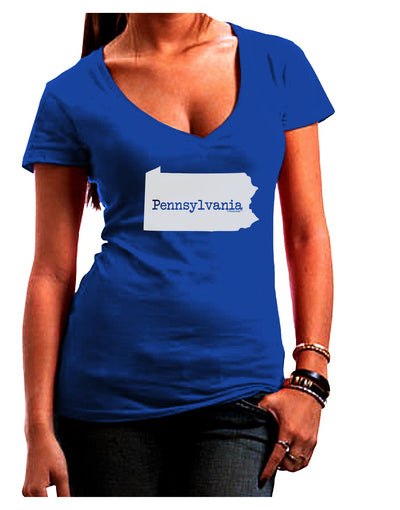 Pennsylvania - United States Shape Juniors V-Neck Dark T-Shirt by TooLoud-Womens V-Neck T-Shirts-TooLoud-Royal-Blue-Juniors Fitted Small-Davson Sales