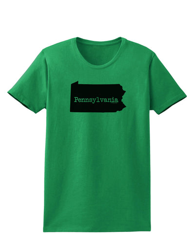 Pennsylvania - United States Shape Womens T-Shirt by TooLoud-Womens T-Shirt-TooLoud-Kelly-Green-X-Small-Davson Sales