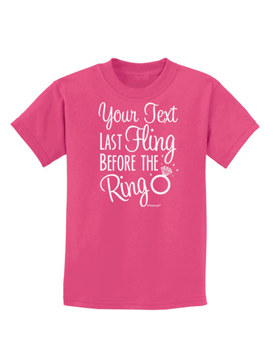 Personalized Bachelorette Party - Last Fling Before the Ring Childrens Dark T-Shirt-Childrens T-Shirt-TooLoud-Sangria-X-Small-Davson Sales