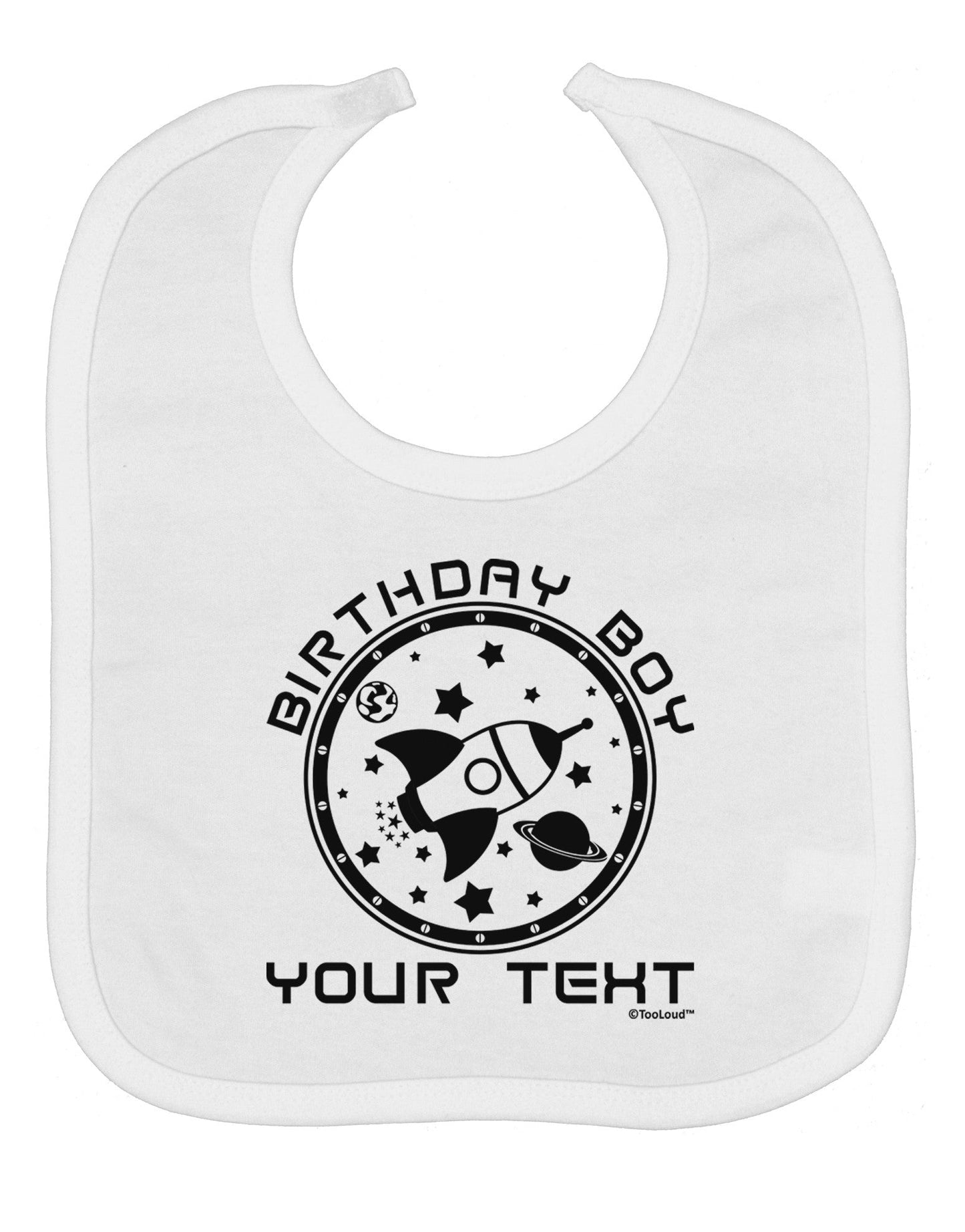 Personalized Birthday Boy Space with Customizable Name Baby Bib
